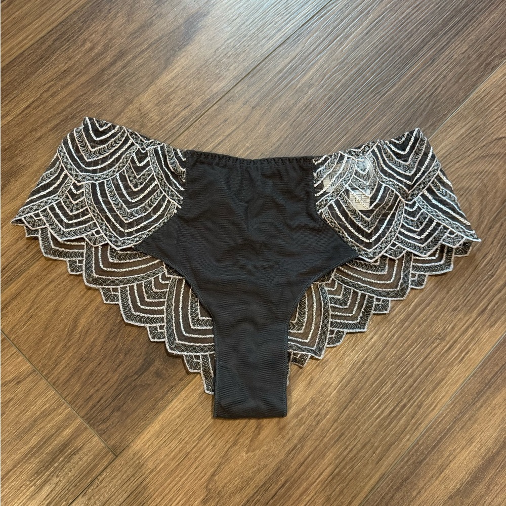 NWT Louisa Braco Lace-Trim Black Women's Hipster Panty